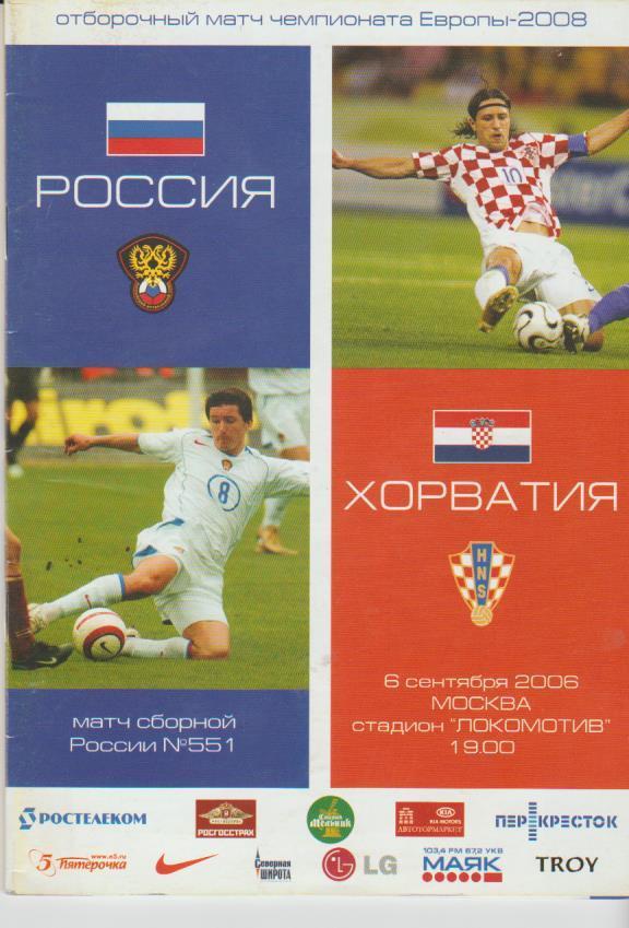 пр-ка футбол сборная Россия - сборная Хорватия ОМ ЧЕ 2006г.
