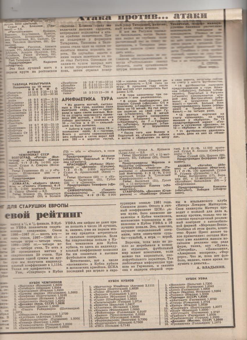 газета спорт Советский спорт г.Москва 1992г.№132 июль 1
