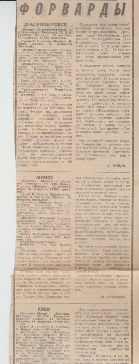 статьи футбол П15 №285 отчеты о матчах Динамо Минск - Динамо Тбилиси 1986г.