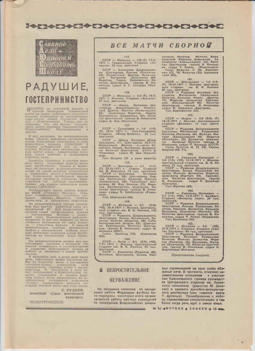 газет К спорт еженедельник Футбол-Хоккей г.Москва 1978г №32 1