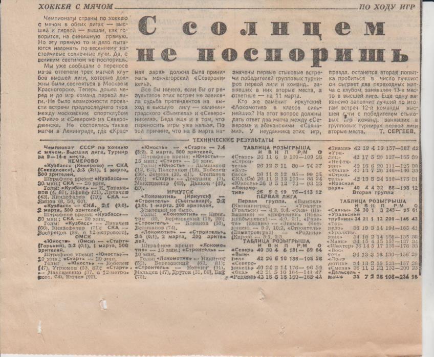 стат х/м П3 №182 отчеты о матчах Кузбасс Кемерово - СКА Свердловск 1989г.