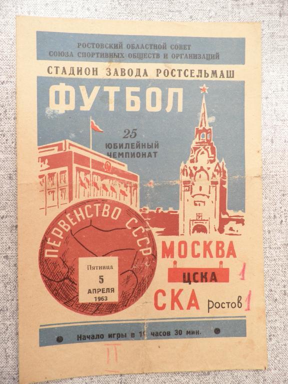 СКА (Ростов-на-Дону) - ЦСКА (Москва). 5.04.1963