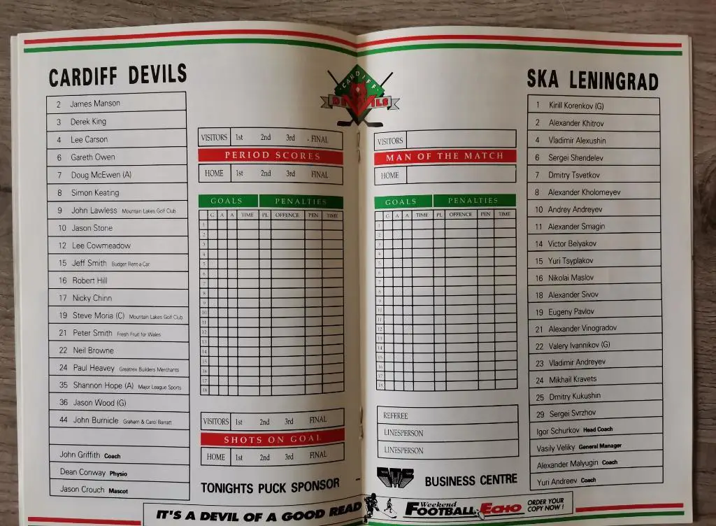 Кардифф Девилз - СКА Ленинград (Санкт-Петербург). 5.08.1991 2