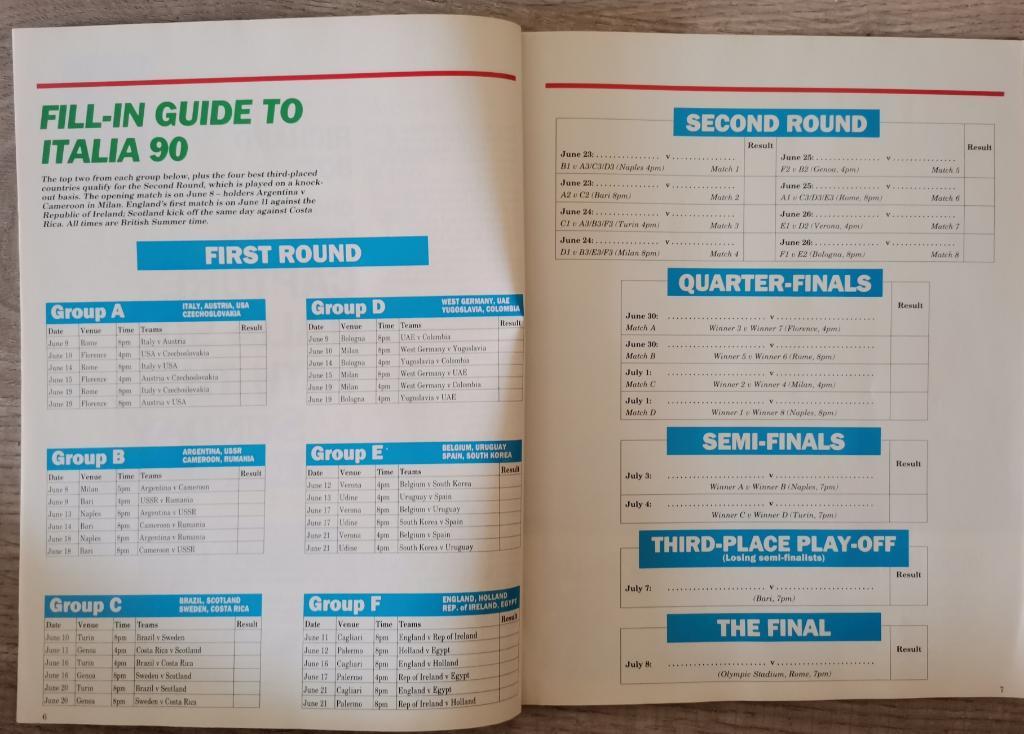 Чемпионат Мира 1990. Официальная программа 2