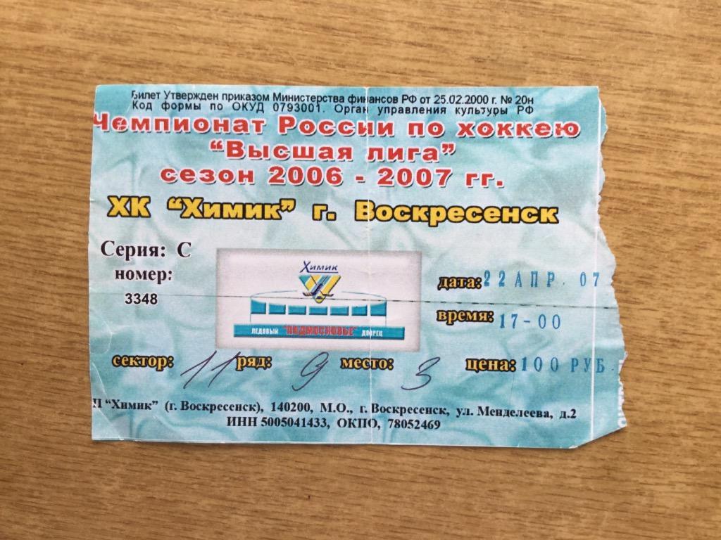 Химик(Воскресенск) - Торпедо (Нижний Новгород) - 2006/2007 (22 апреля) плей-офф