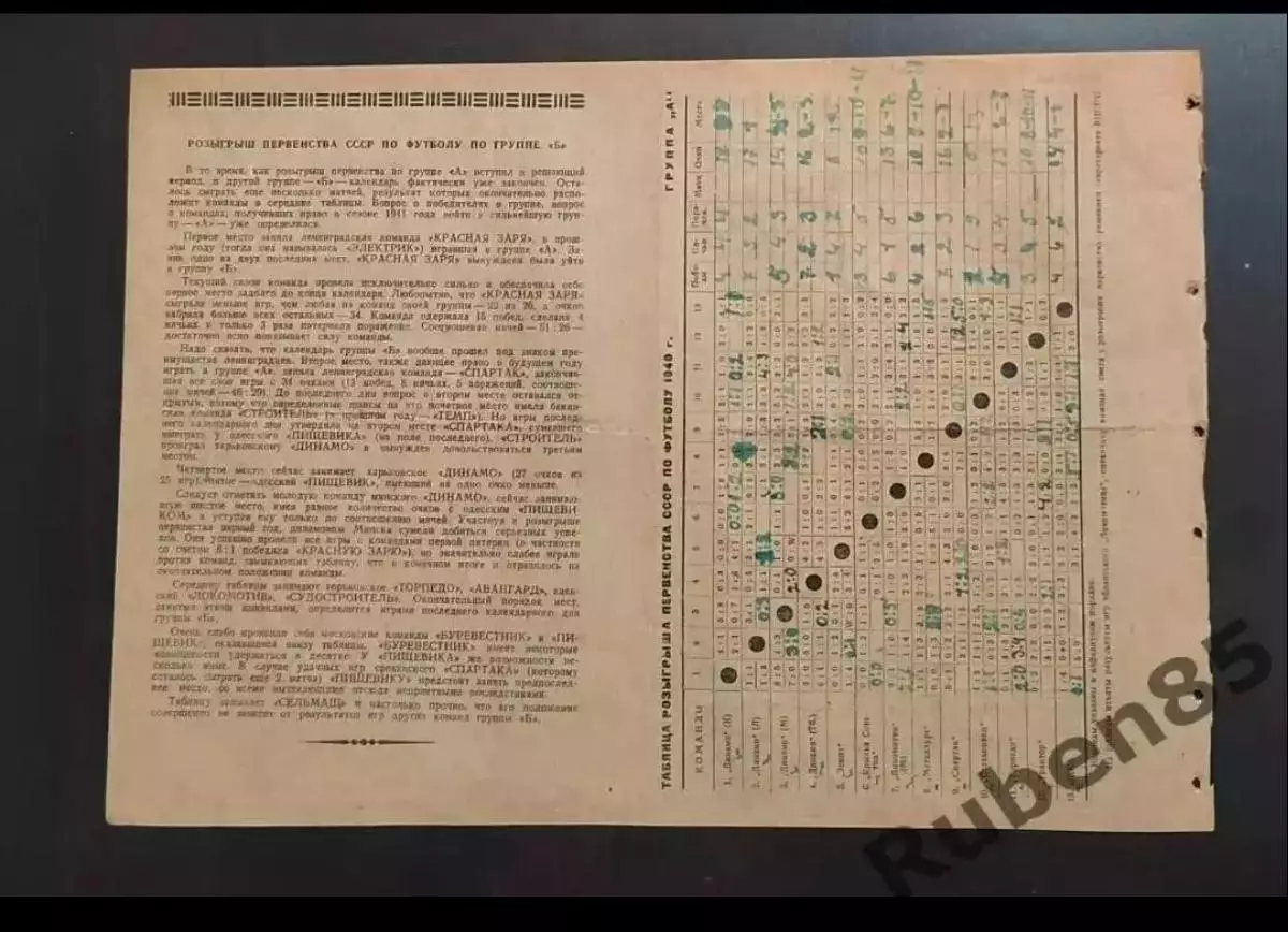 SALE % Программа Металлург - Динамо + Трактор Сталинград Спартак Москва 1940 1