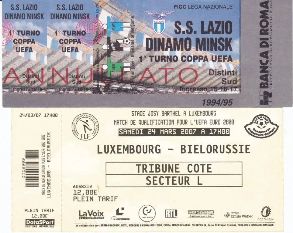 Футбол. Билет Люксембург - Беларусь 2007