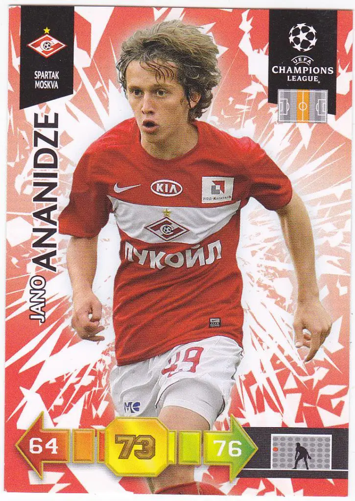 Футбол. Карточка Жано Ананидзе Грузия • Спартак Москва Лига Чемпионов 2010 2011