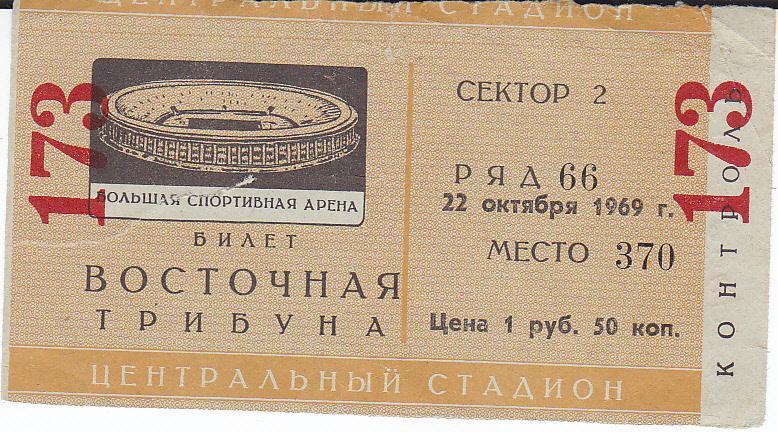 Футбол Билет СССР сборная - Северная Ирландия 1969