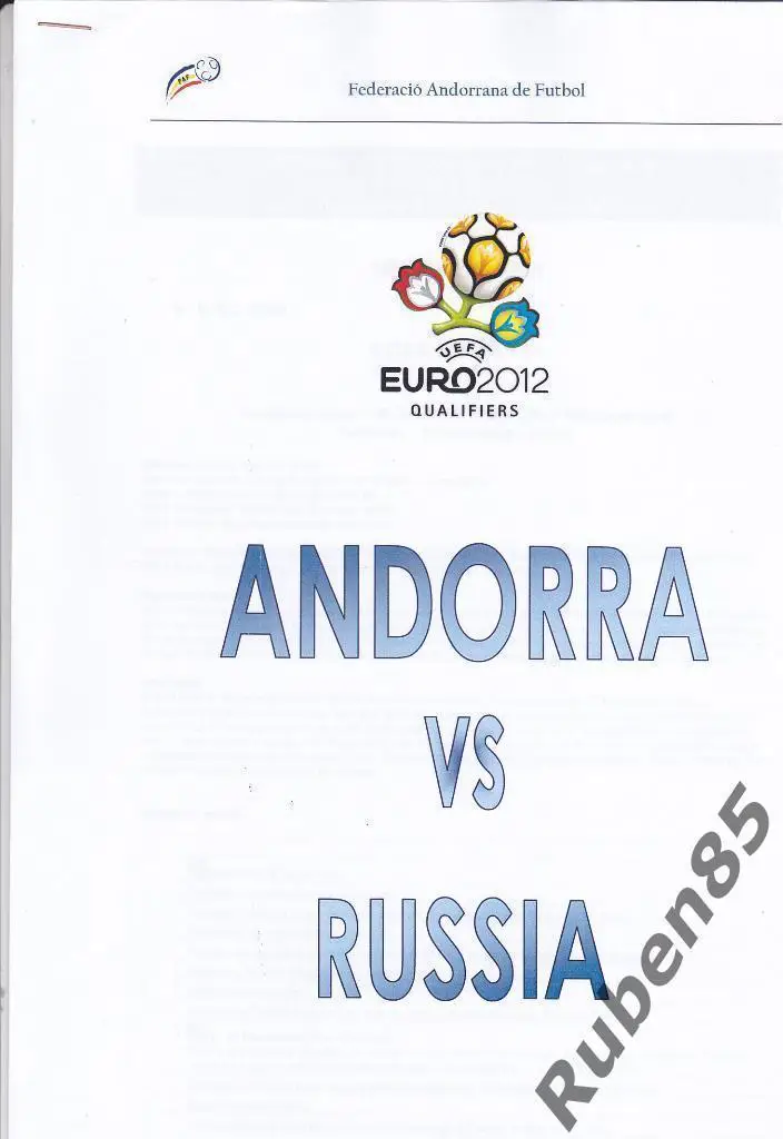 Программа Андорра - Россия 2010 Пресс кит