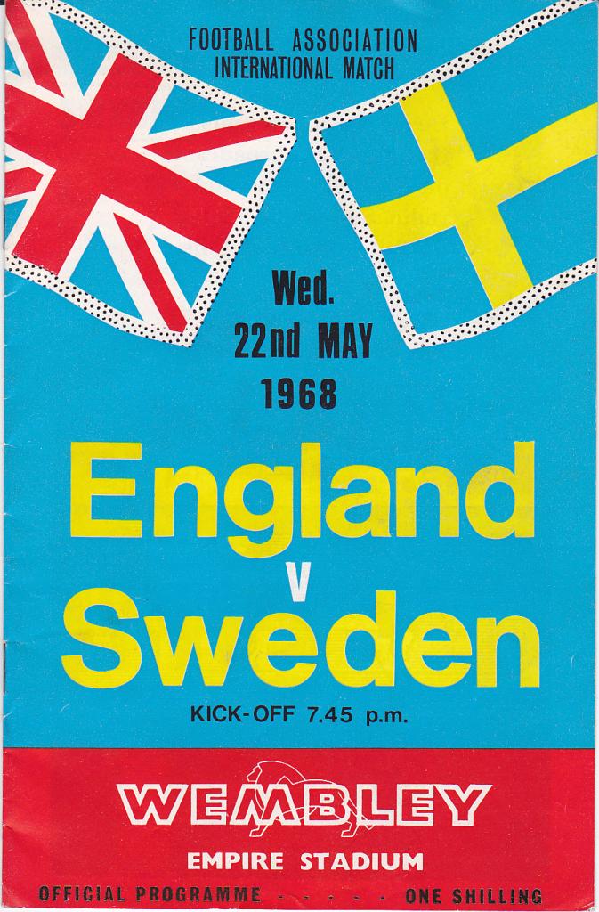 Программка Англия - Швеция 1968