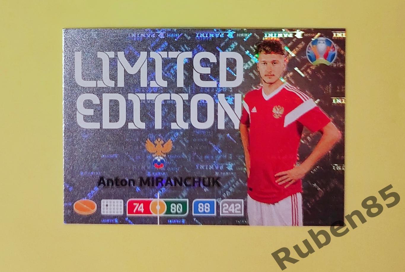 Limited Edition • Карточка Антон Миранчук (Локомотив Москва) Евро 2020 Panini