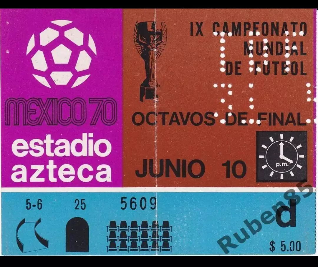 Футбол. Билет СССР - Сальвадор • Чемпионат Мира 1970