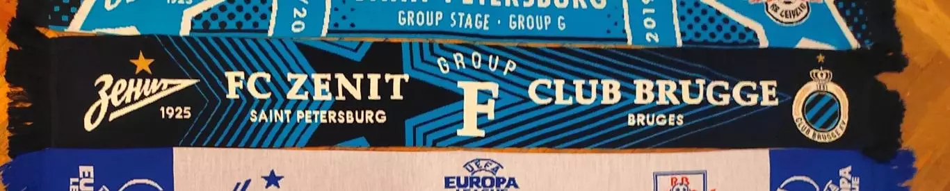 Футбол. Шарф матчевый ЕК Зенит - Брюгге Бельгия