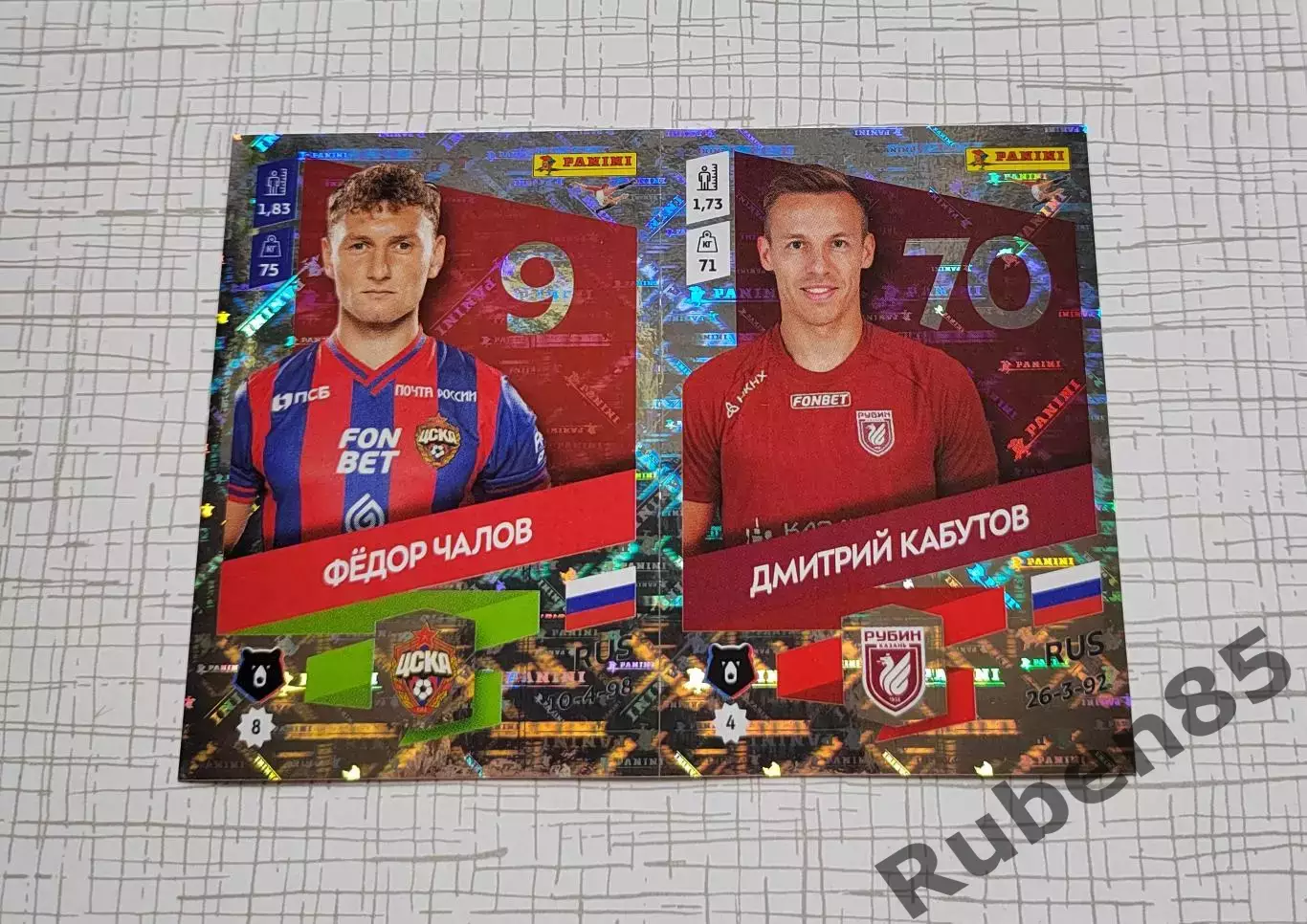 Стикер Чалов ЦСКА - Кабутов Рубин из ОБНОВЛЕНИЕ Panini РПЛ 2023 2024