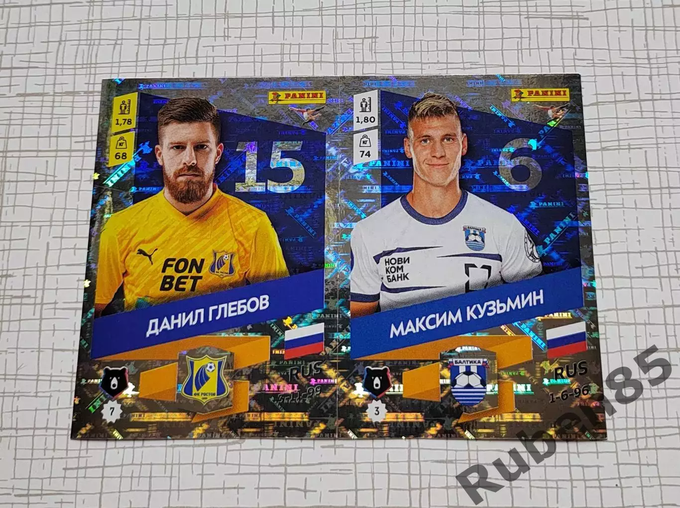 Стикер Глебов Ростов - Кузьмин Балтика из ОБНОВЛЕНИЕ Panini РПЛ 2023 2024