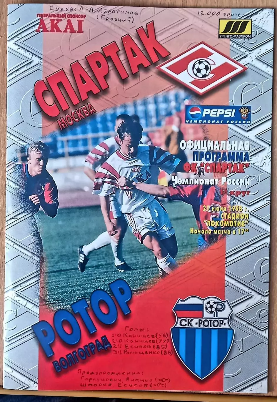 Спартак Москва - Ротор 1998