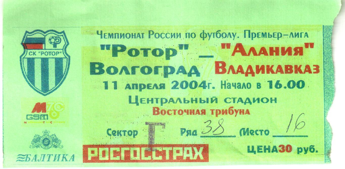 Ротор (Волгоград) - Алания (Владикавказ) 2004