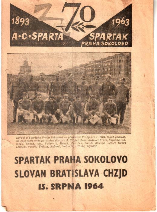 1964 Spartak Sokolovo Praha - Slovan Bratislava / Спартак (Прага) - Слован