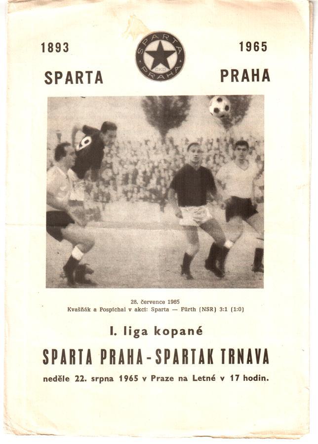1965 Sparta Praha - Spartak Trnava / Спарта (Прага) - Спартак (Трнава)
