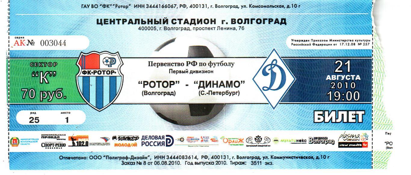 Ротор (Волгоград) - Динамо (Санкт-Петербург) 2010