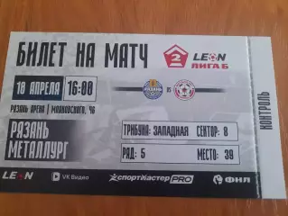 Рязань-Металлург.Липецк.18.апреля