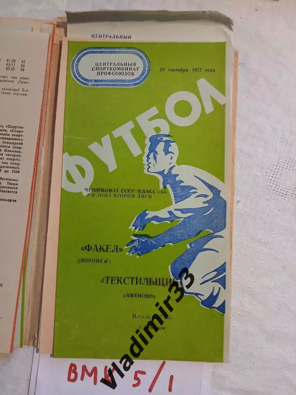 Факел Воронеж - Текстильщик Иваново 1977 программа