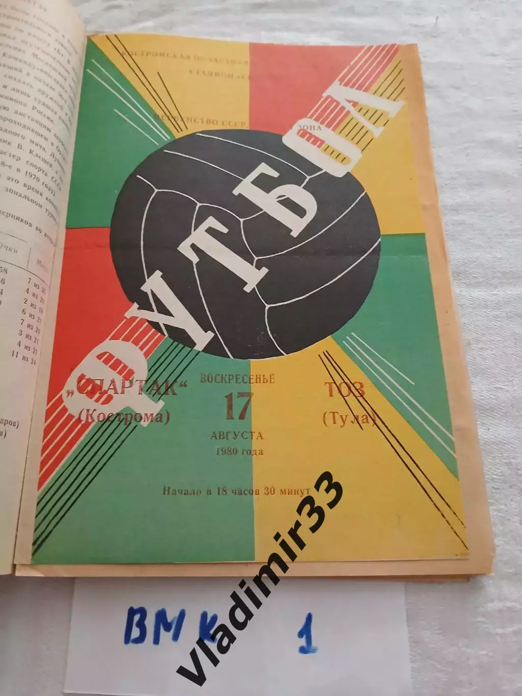 Спартак Кострома - ТОЗ Тула 1980