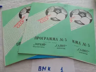 Зоркий Красногорск - Салют Белгород 1988 программа