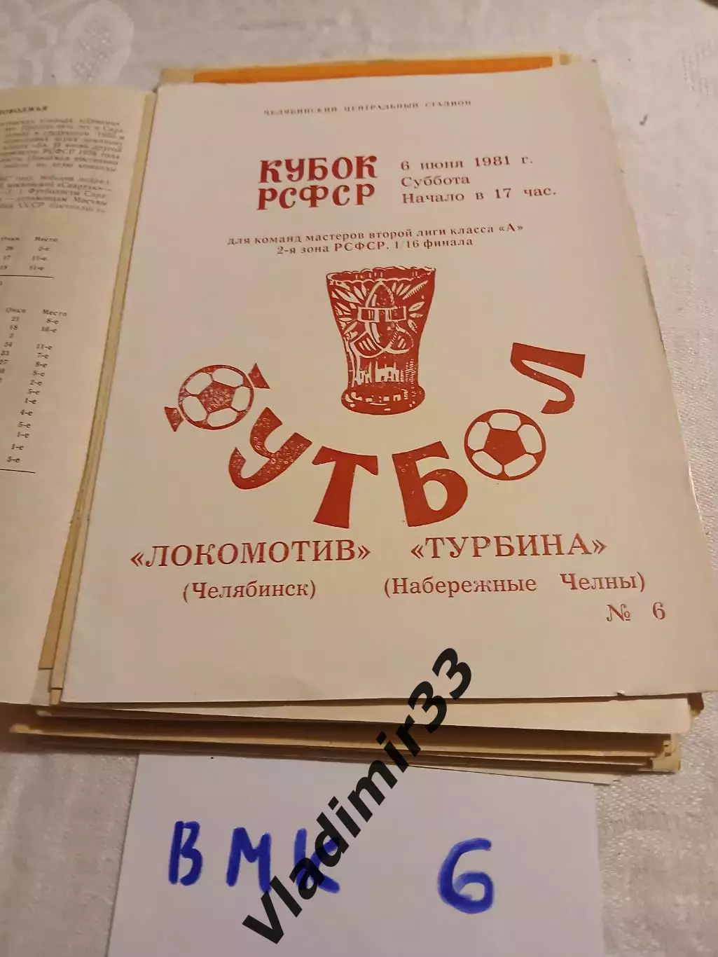 Локомотив Челябинск - Турбина Набережные Челны 1981 кубок