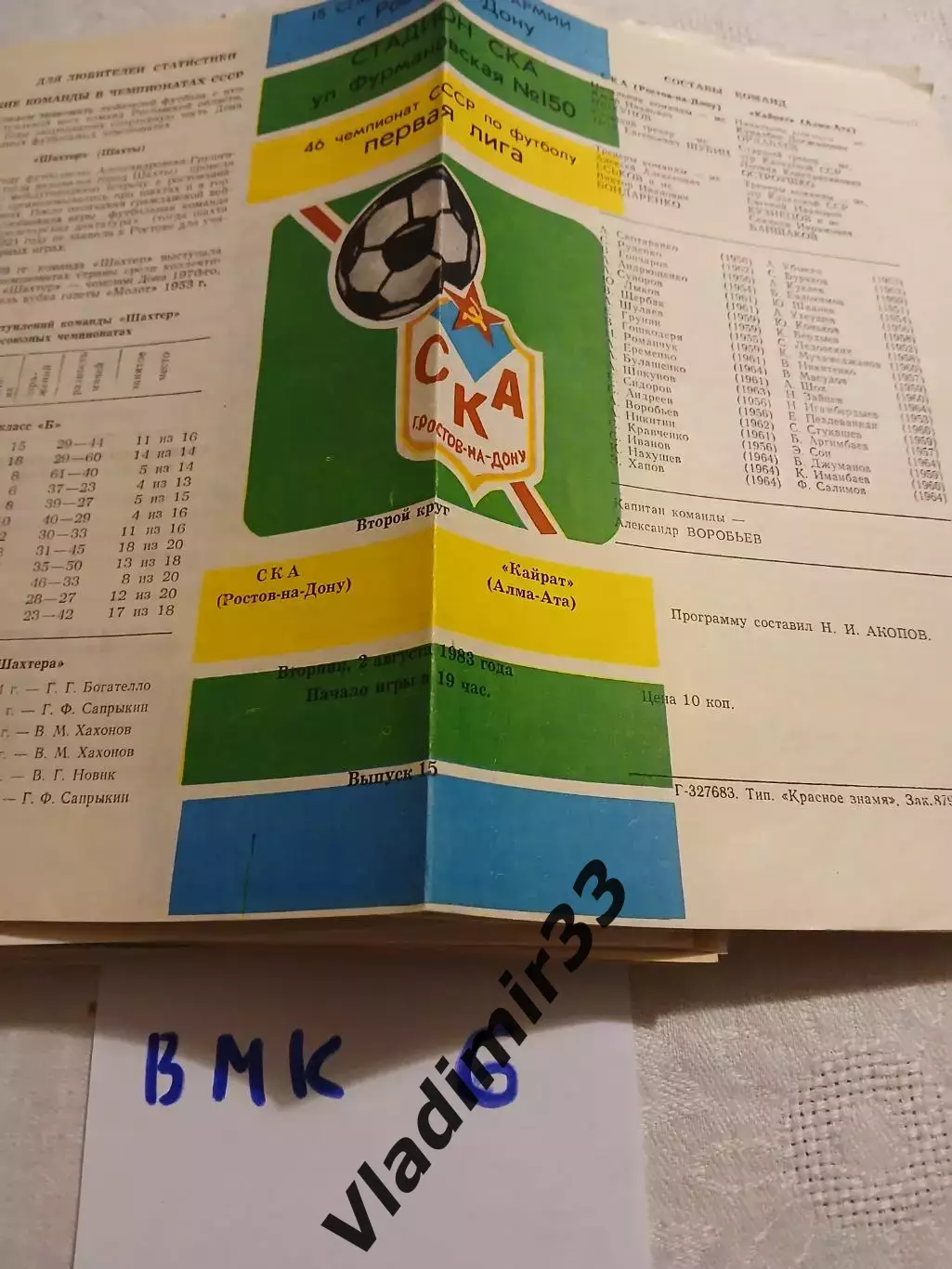 СКА Ростов-на-Дону - СКА Хабаровск 1983