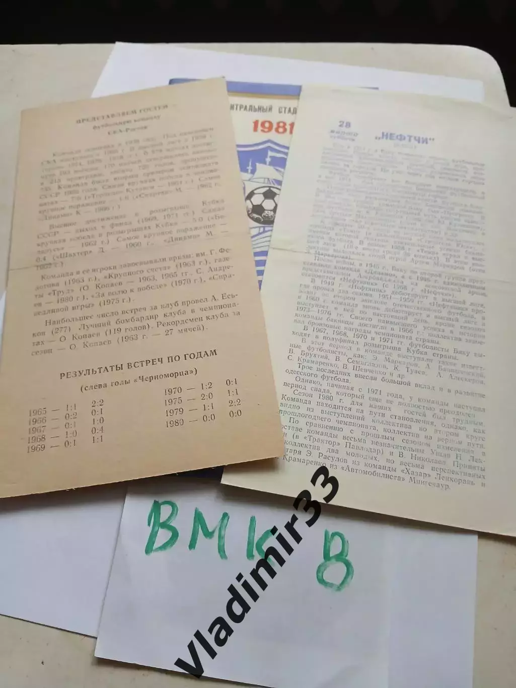 Черноморец Одесса - СКА Ростов-на-Дону , Нефтчи Баку 1981