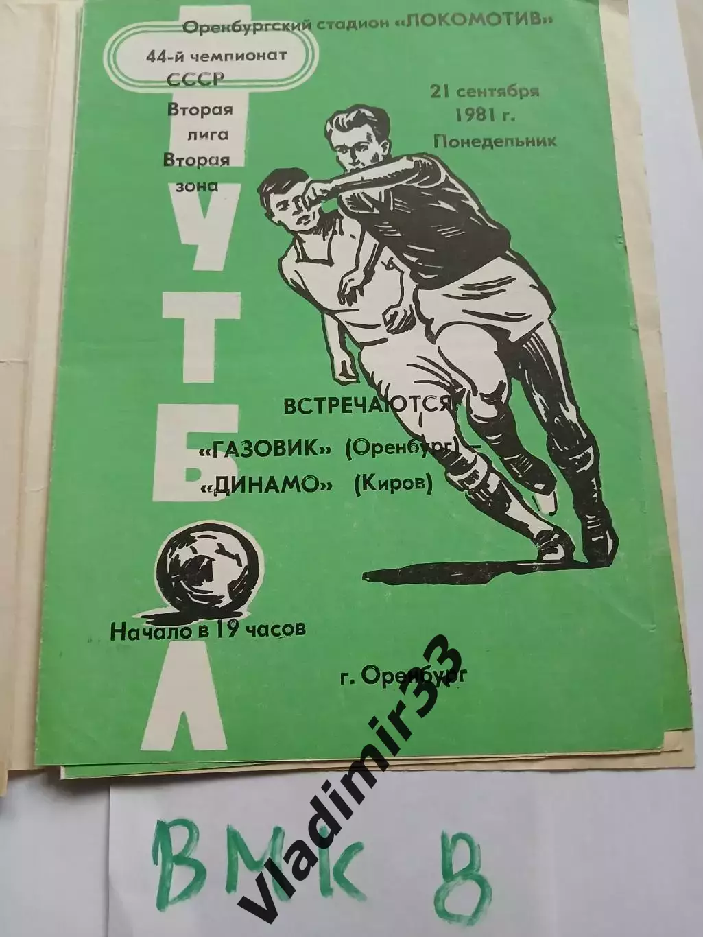 Газовик Оренбург - Динамо Киров 1981