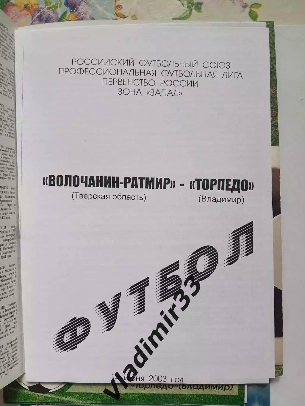 Волочанин-Ратмир Тверская область - Торпедо Владимир 2003 1