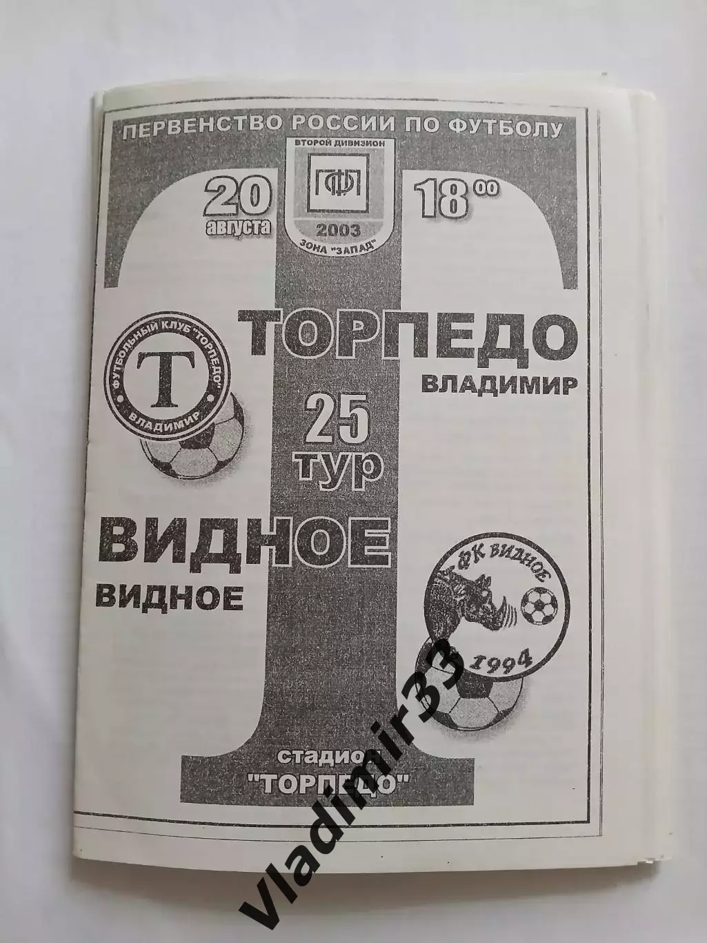 Торпедо Владимир - Видное 2003