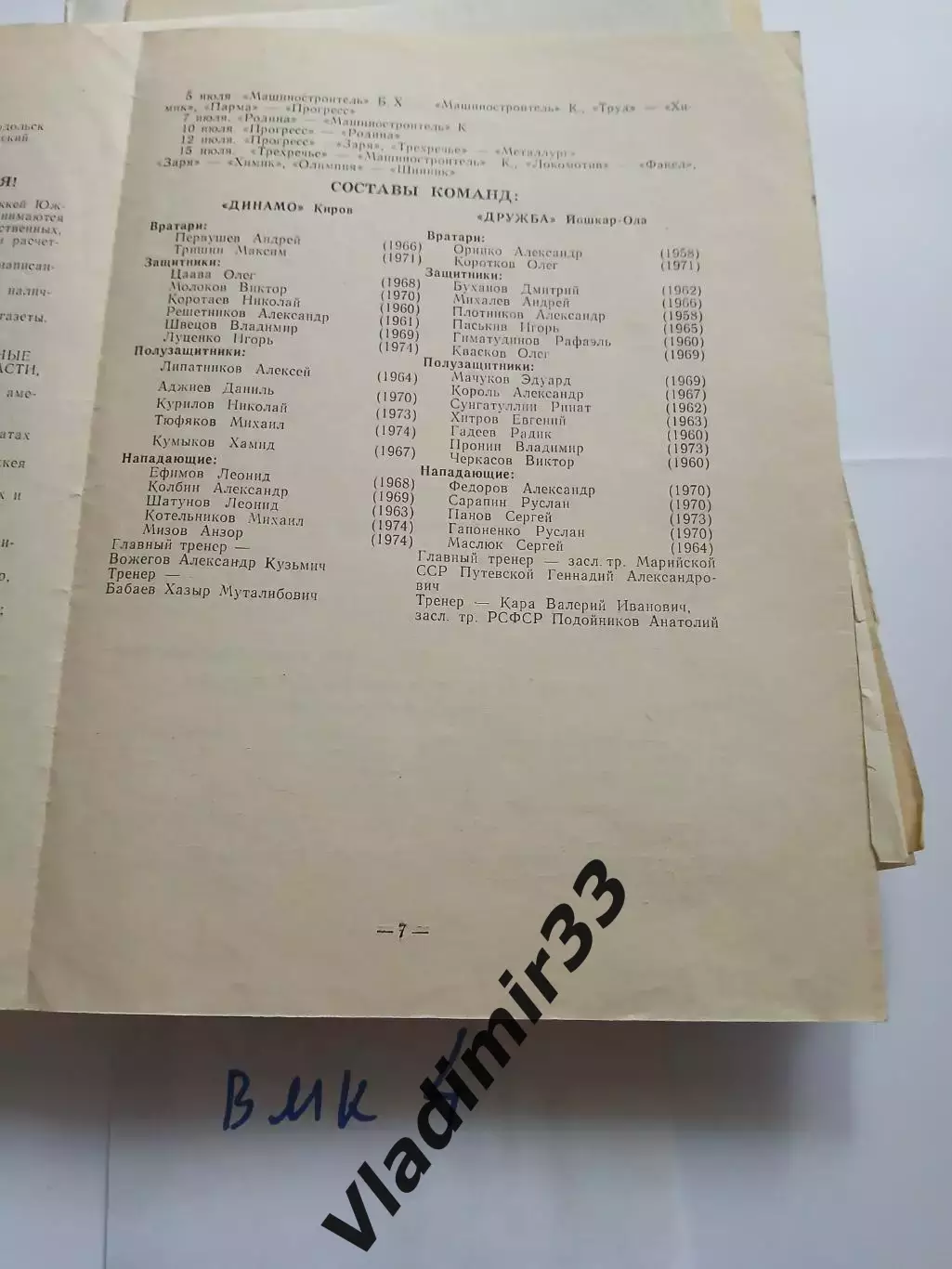 Динамо Киров - Дружба Йошкар-Ола 1982 ?