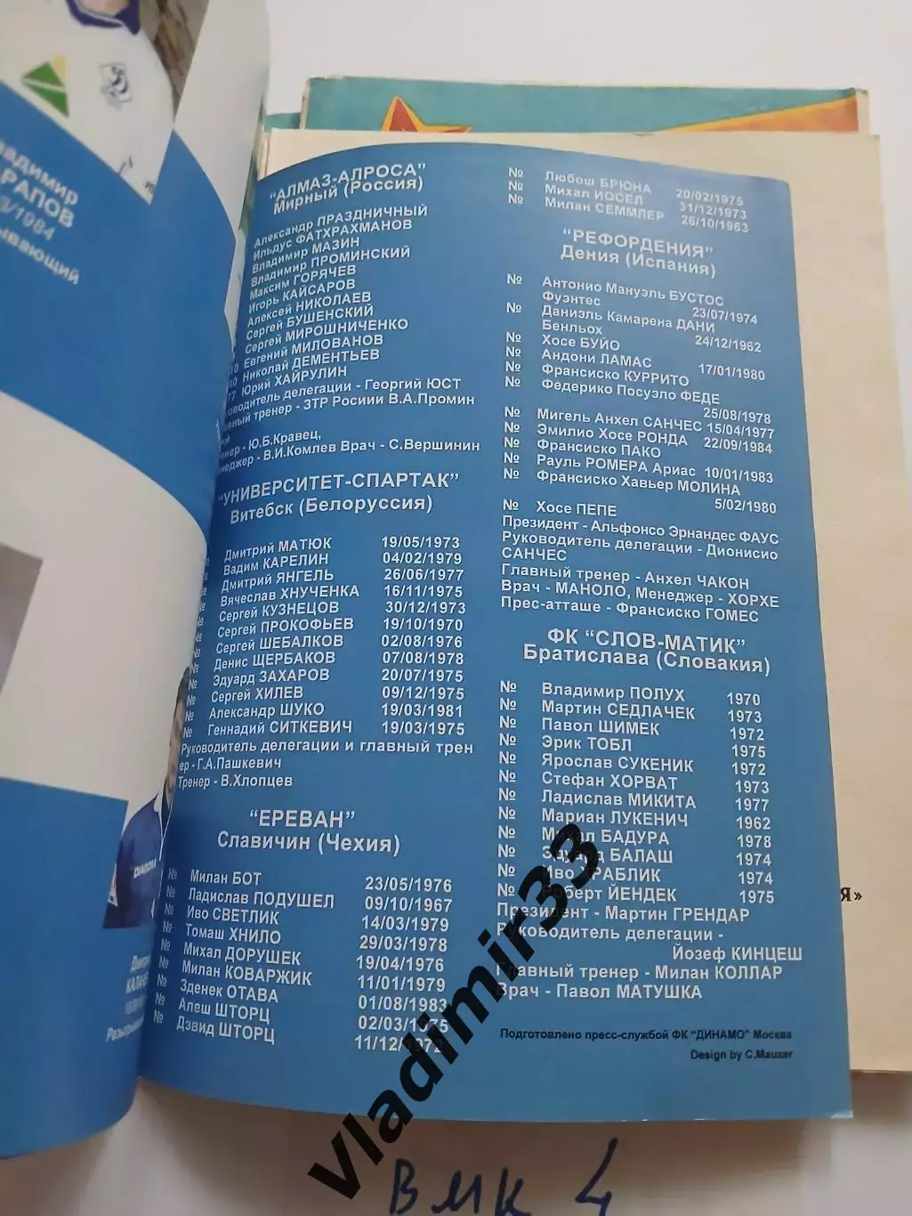 Футзал Кубок чемпионов Динамо Москва, Алмаз, Витебск, Испания, Чехия 2003 1