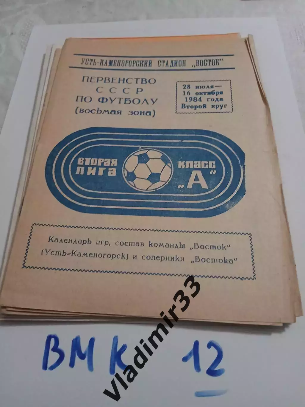 Восток Усть-Каменогорск 1984 второй круг