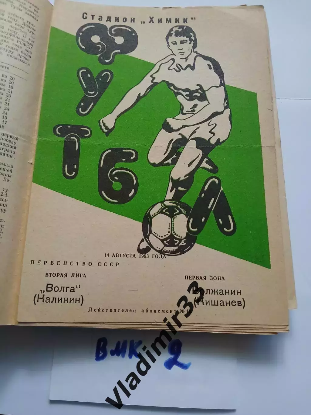 Волга Калинин - Волжанин Кинешма 1983