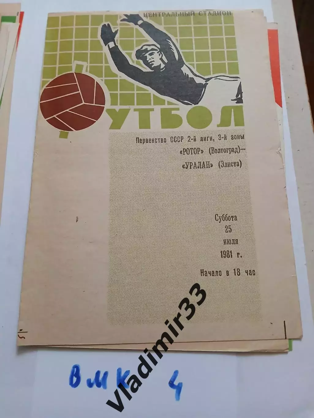 Ротор Волгоград - Уралан Элиста 1981