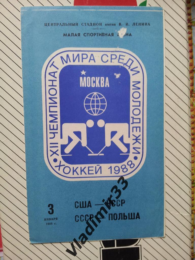 СССР, США, ЧССР, Польша 1988 Чемпионат мира среди молодёжных команд