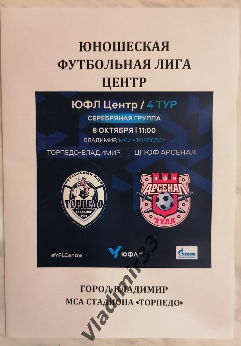 Торпедо Владимир - Арсенал Тула 2022 Юношеская футбольная Лига.