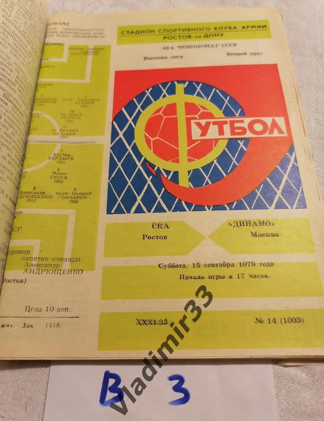 СКА Ростов-на-Дону - Динамо Москва 1979