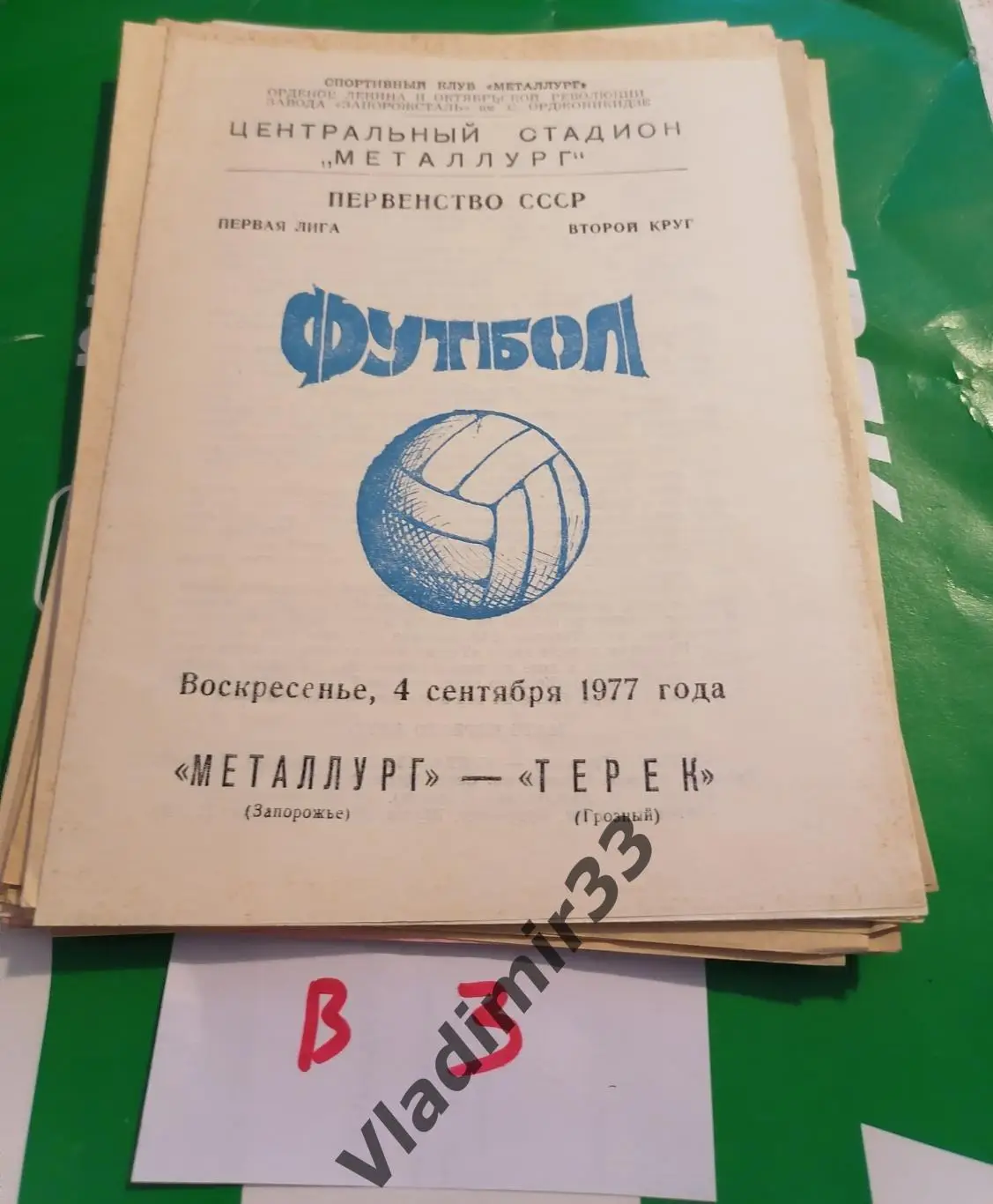 Металлург Запорожье - Терек Грозный 1977
