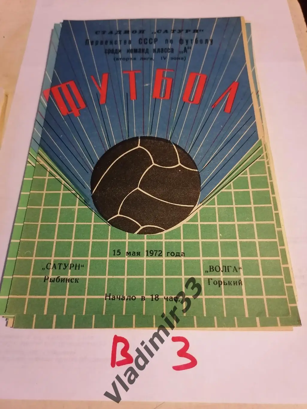 Сатурн Рыбинск - Волга Горький 1972