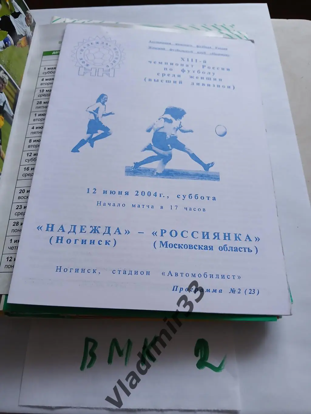 Надежда Ногинск - Россиянка Московская область 12 июня 2004 1
