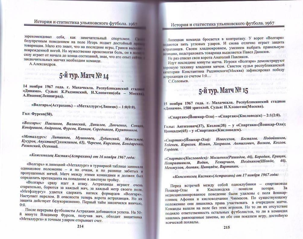 Ульяновские клубы в классе Б. 1967. Полный финал первенства РСФСР 1