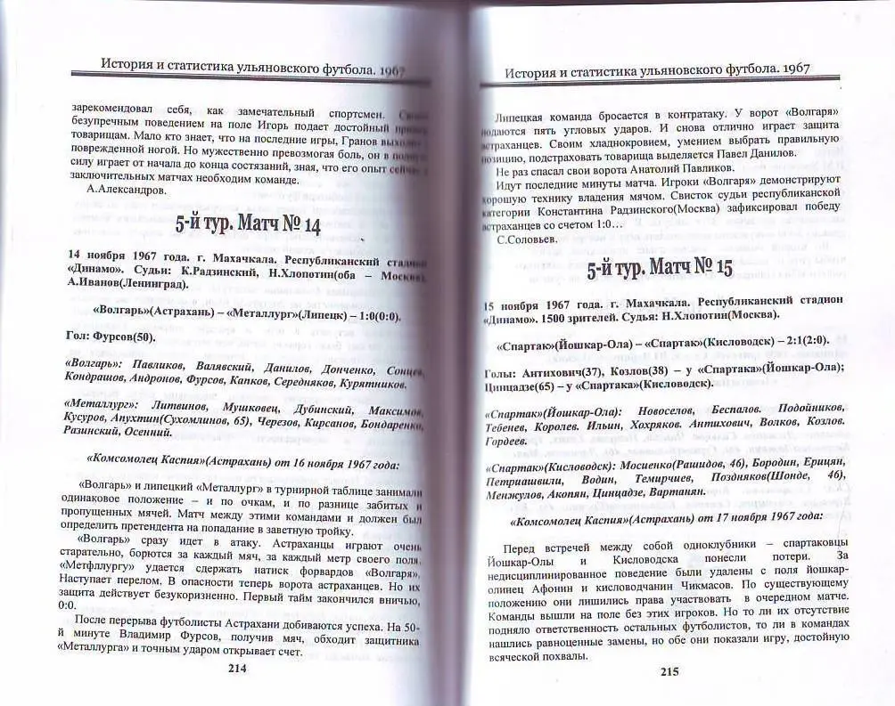 Ульяновские клубы в классе Б. 1967. Полный финал первенства РСФСР 1