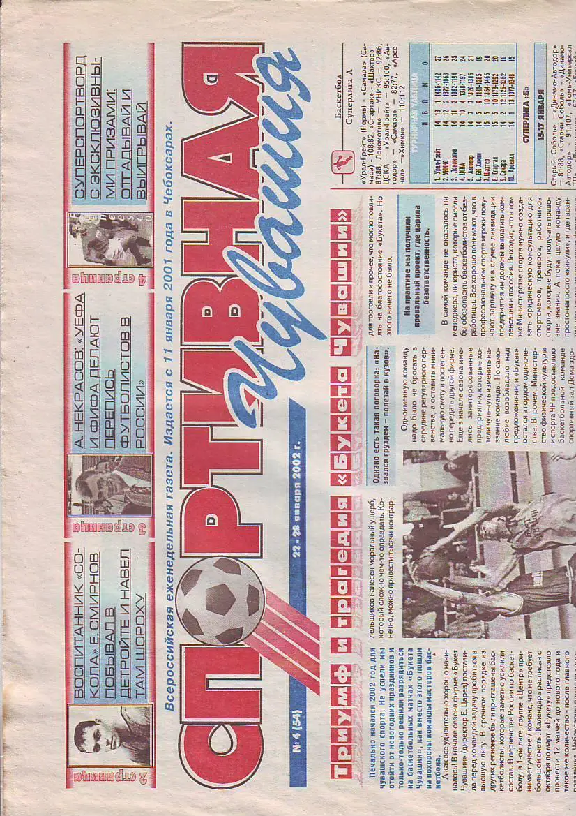 Спортивная Чувашия 22-28 января 2002