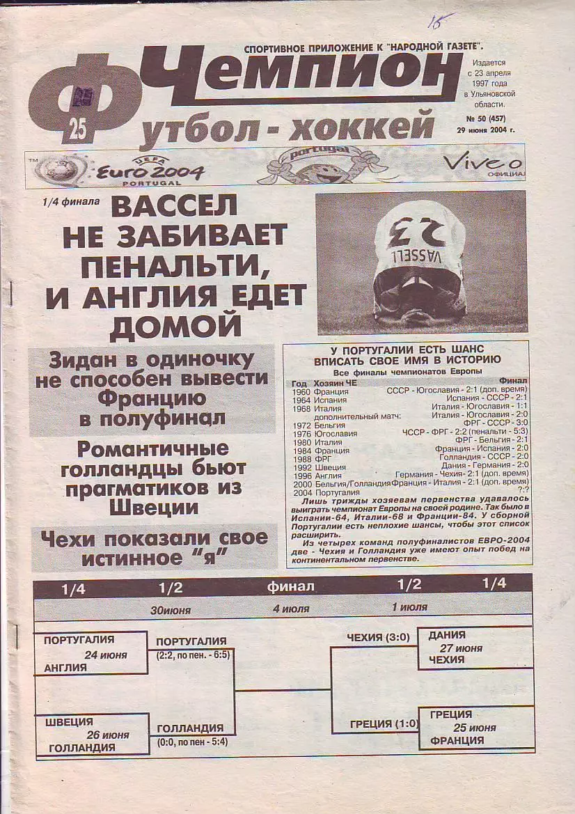 Газета Чемпион Футбол-Хоккей №50 29.06.2004